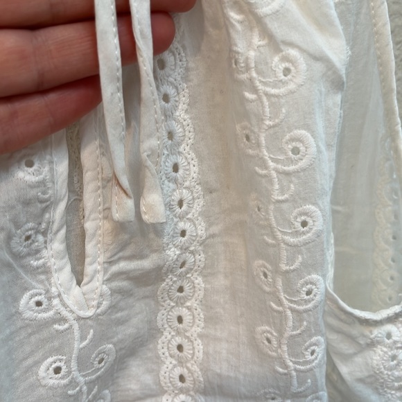 Ganji White Bohemian Lace Halter Style Tank Top, Size Medium, w/ Bow, Sheer - Picture 11 of 11